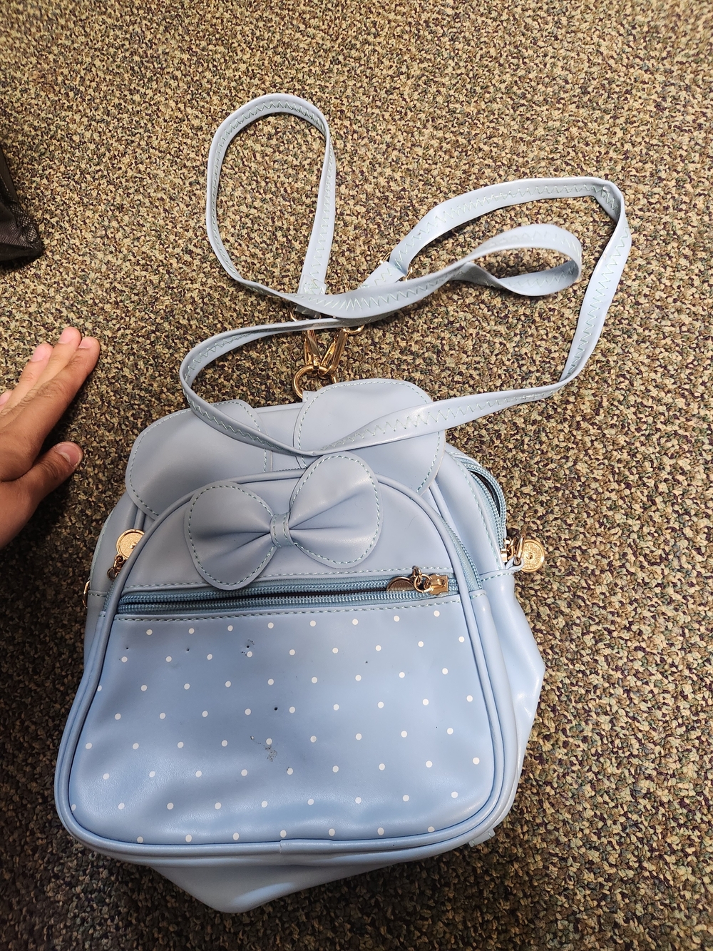 Minnie Mouse Light Blue Polka Dot Bow Crossbody Bag - Women